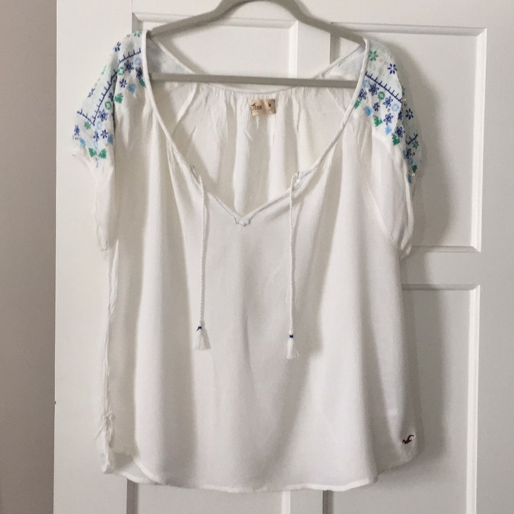 Hollister white peasant top